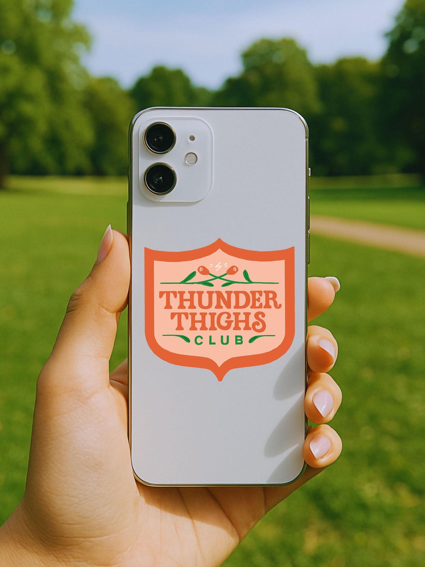 Thunder Thighs Club Sticker, 3 in.