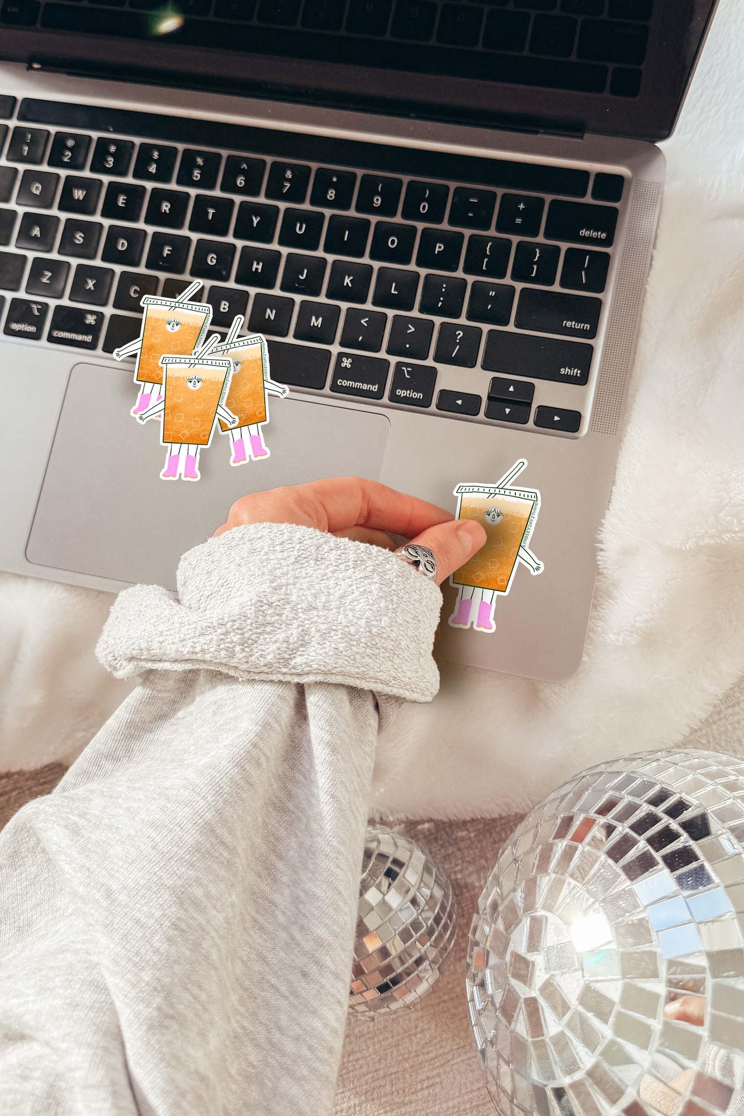 Iced Coffee Girlie Sticker, 3 in.