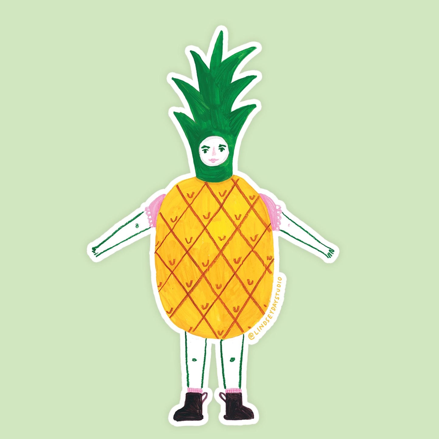 Pamela Pineapple Sticker, 3 in.