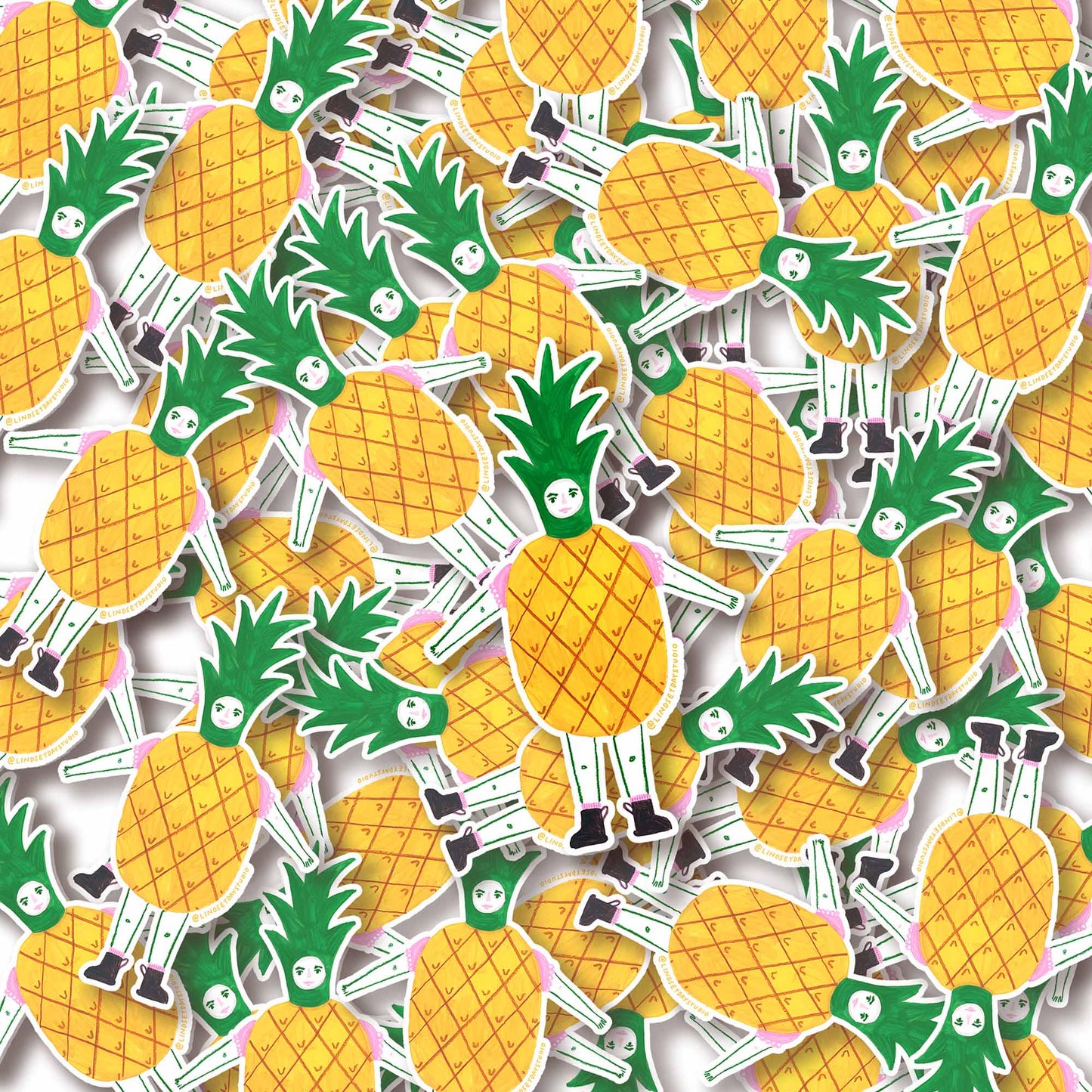 Pamela Pineapple Sticker, 3 in.