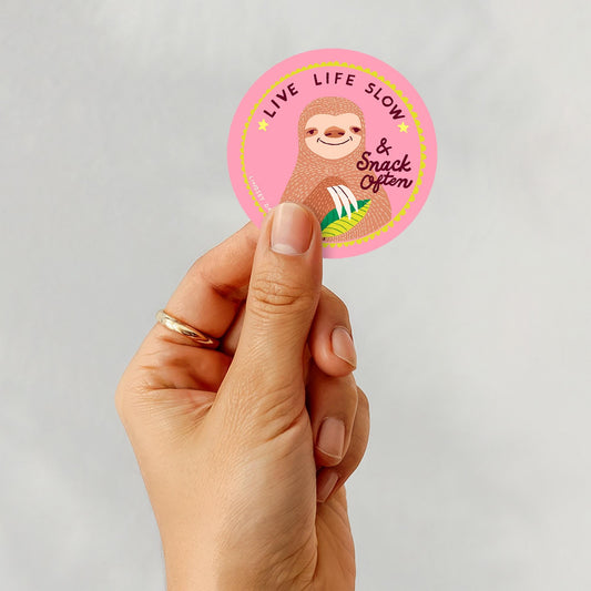 Live Life Slow Sticker, 3 in.