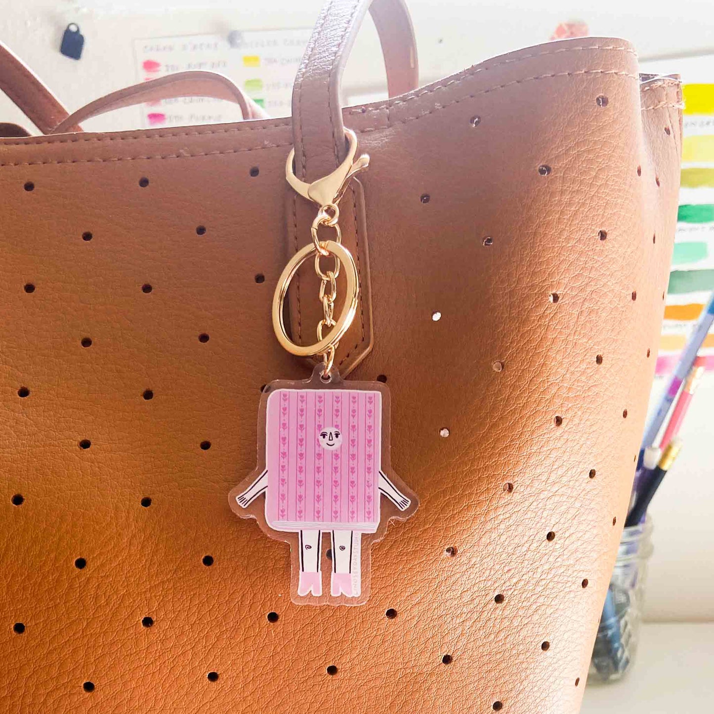 Lavender Book Friend Keychain