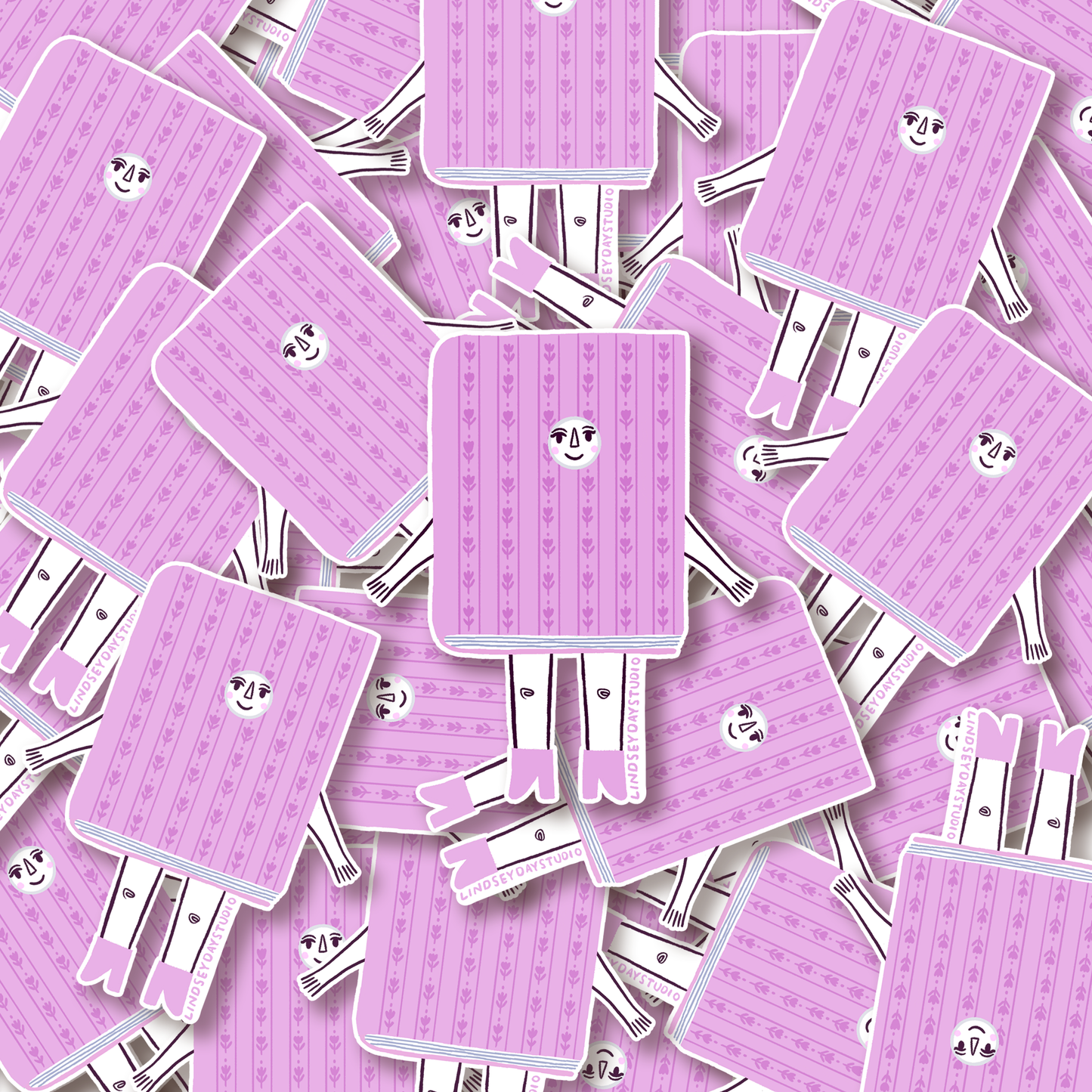 Lavender Book Friend Sticker, 3 in.