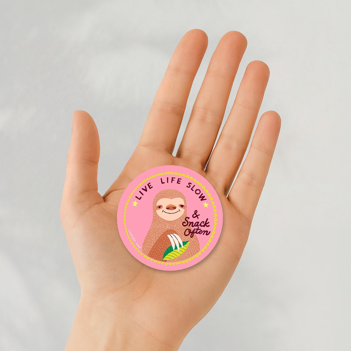 Live Life Slow Sticker, 3 in.