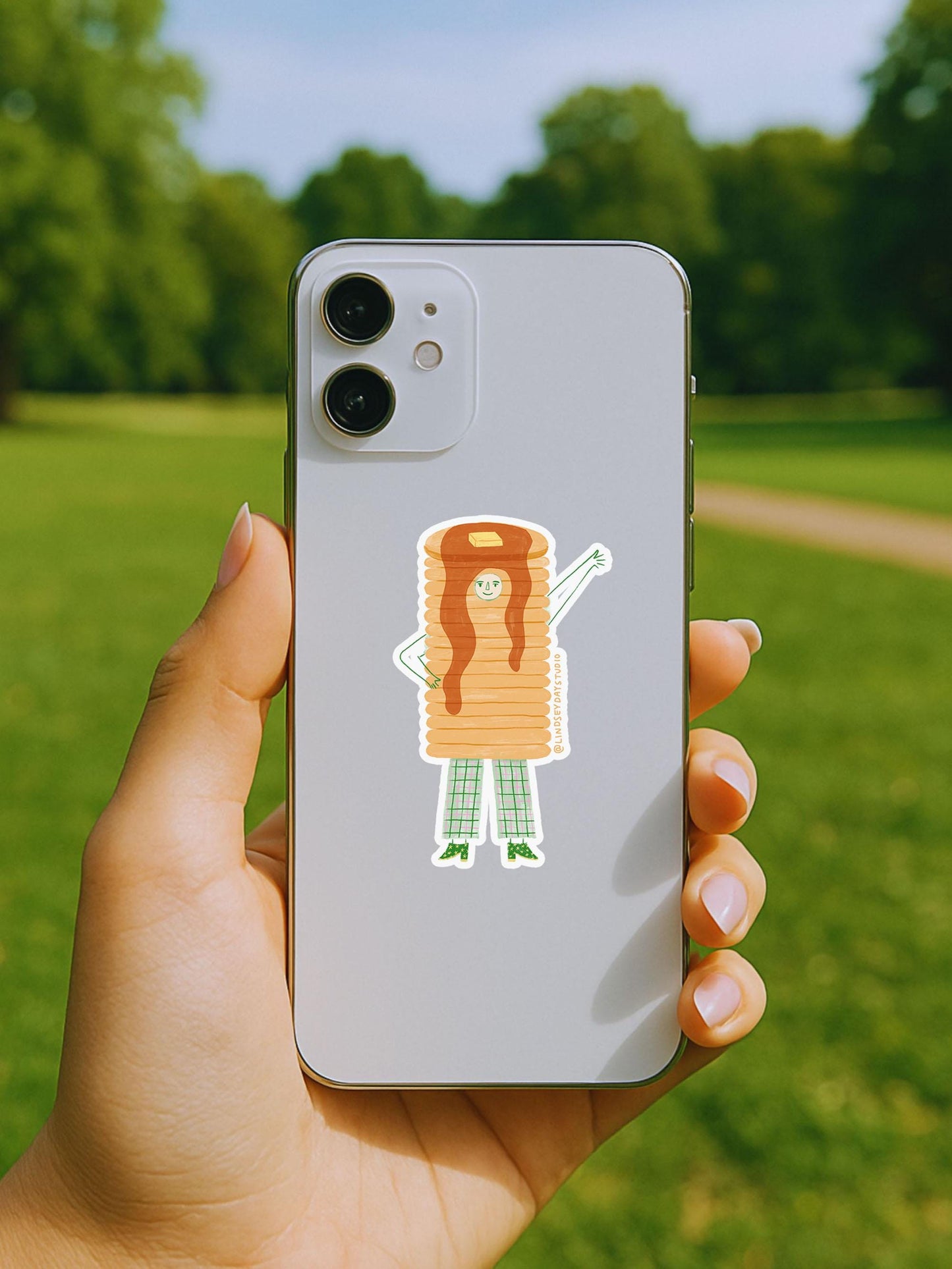 Sammy Shortstack Pancakes Sticker, 3 in.