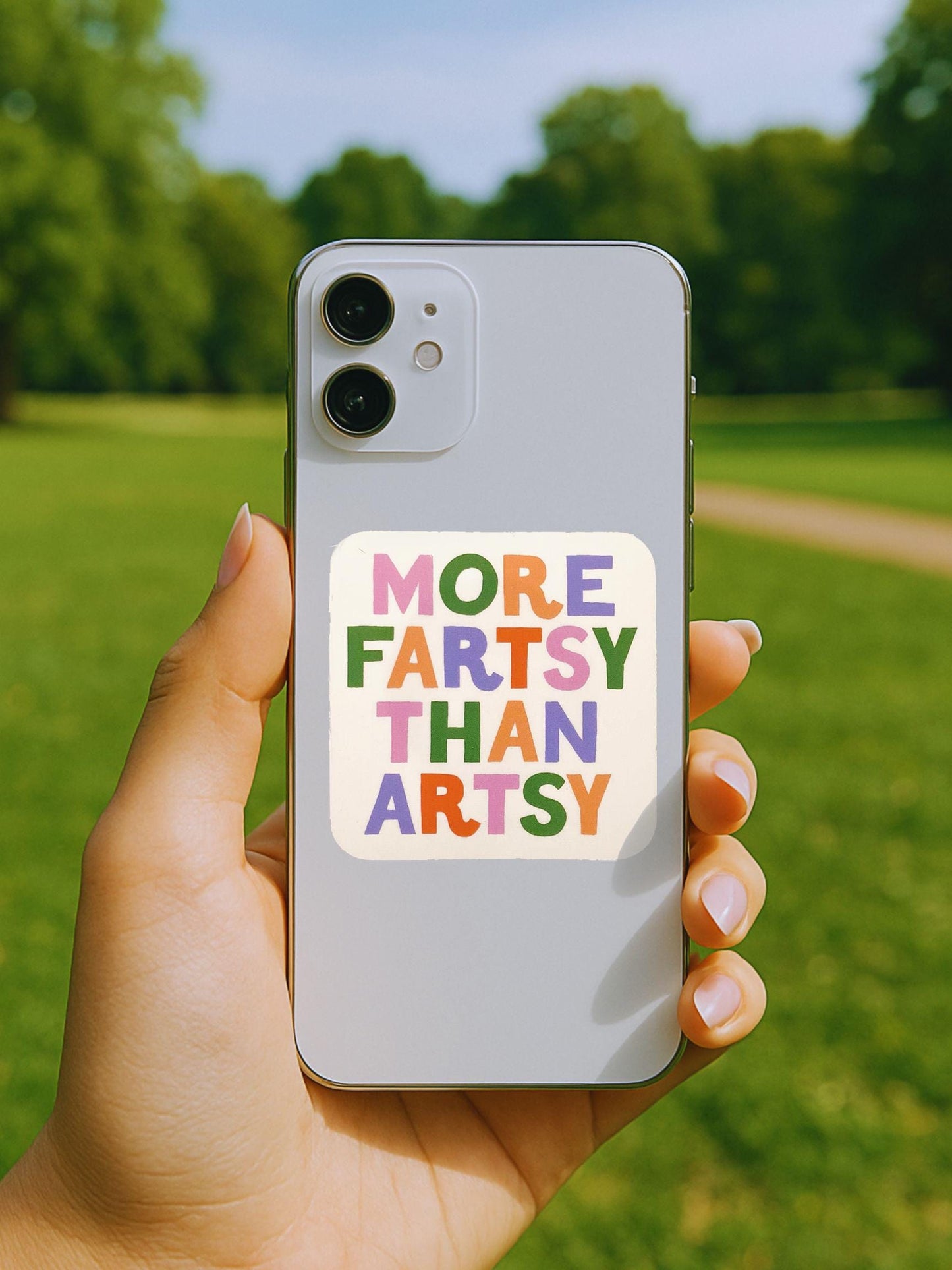 More Artsy Than Fartsy Vinyl Sticker, 3 in.