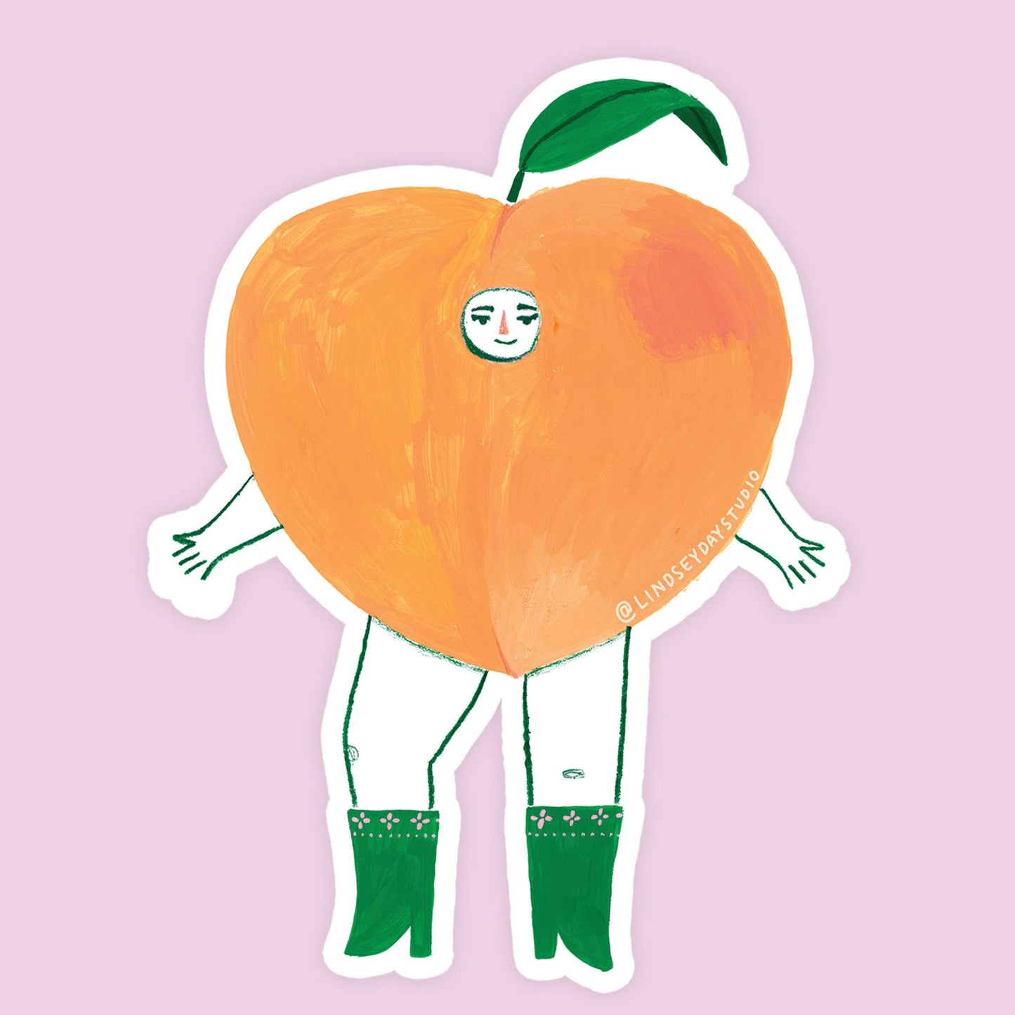 Pepper Peach Sticker, 3 in.