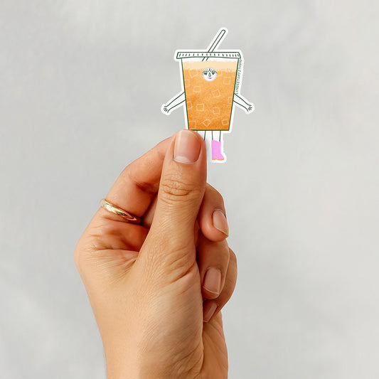 Iced Coffee Girlie Sticker, 3 in.