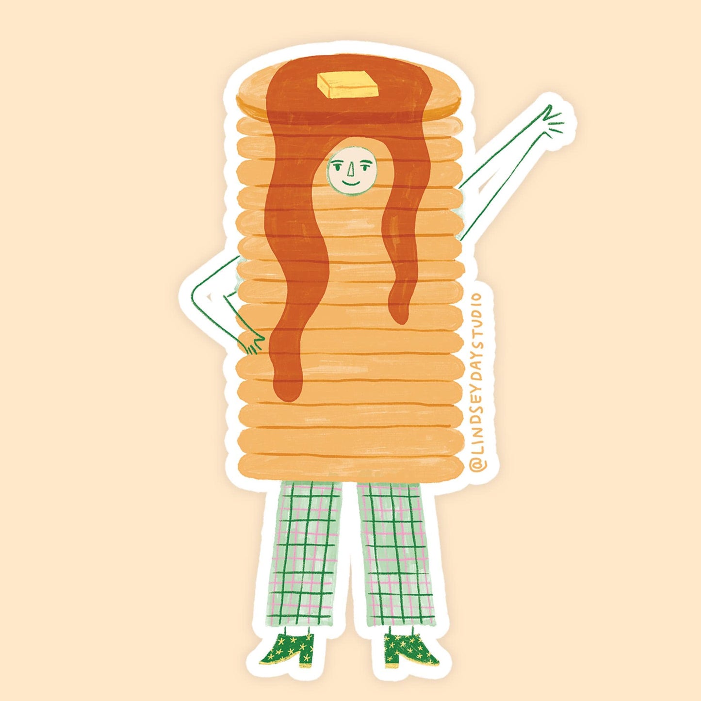Sammy Shortstack Pancakes Sticker, 3 in.