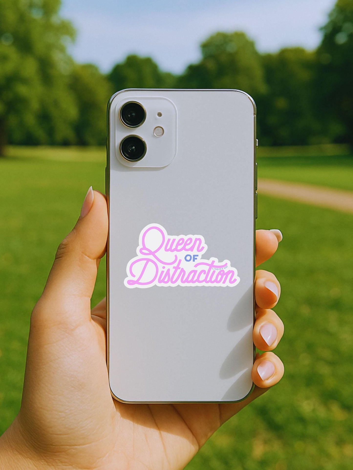 Queen of Distraction Sticker, 3 in.