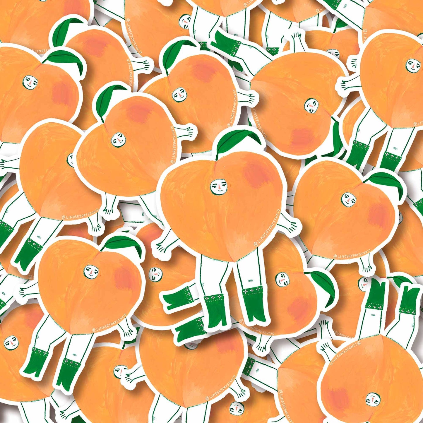 Pepper Peach Sticker, 3 in.