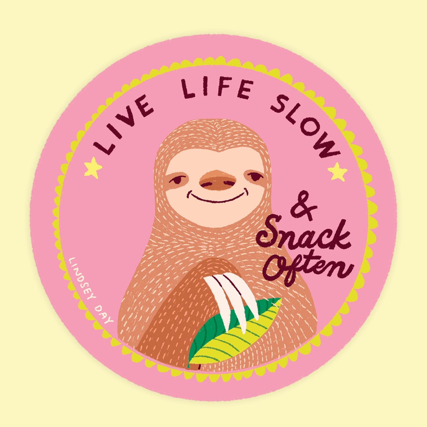 Live Life Slow Sticker, 3 in.