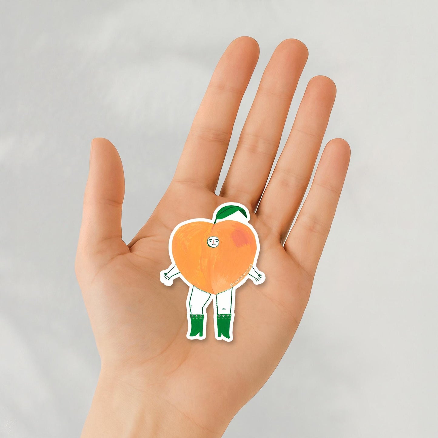 Pepper Peach Sticker, 3 in.