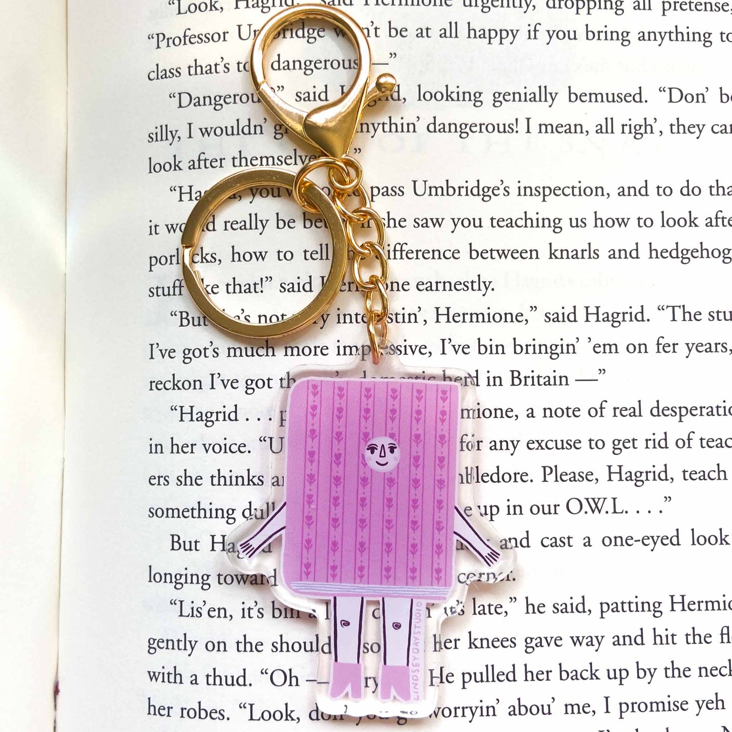 Lavender Book Friend Keychain