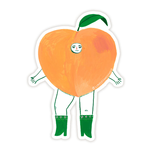 Pepper Peach Sticker, 3 in.