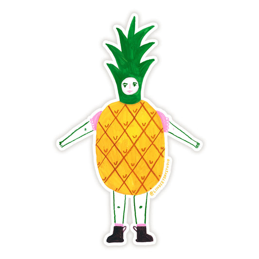 Pamela Pineapple Sticker, 3 in.