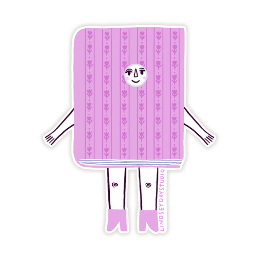 Lavender Book Friend Sticker, 3 in.