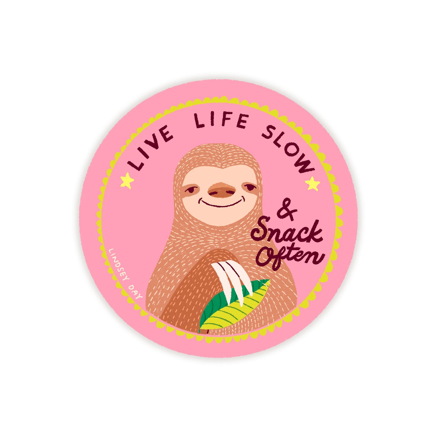 Live Life Slow Sticker, 3 in.