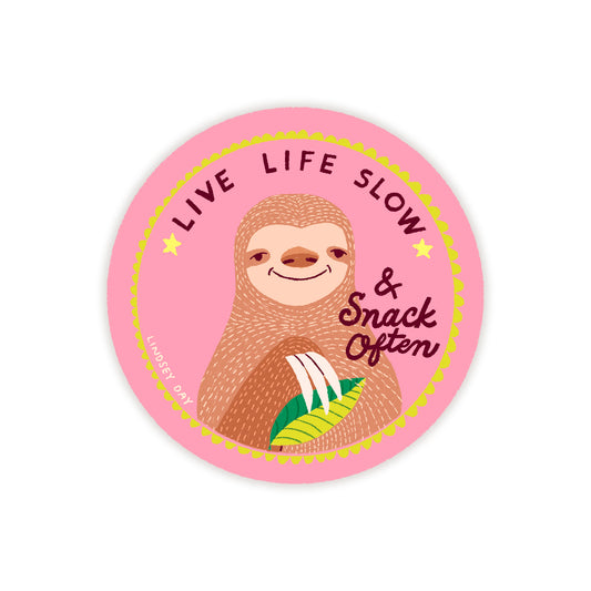 Live Life Slow Sticker, 3 in.