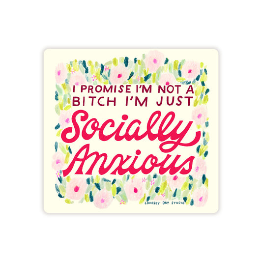 Socially Anxious Sticker, 3 in.