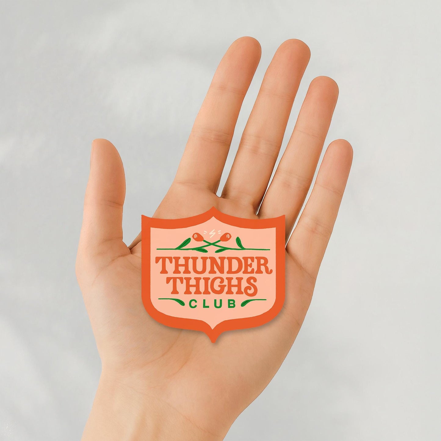 Thunder Thighs Club Sticker, 3 in.