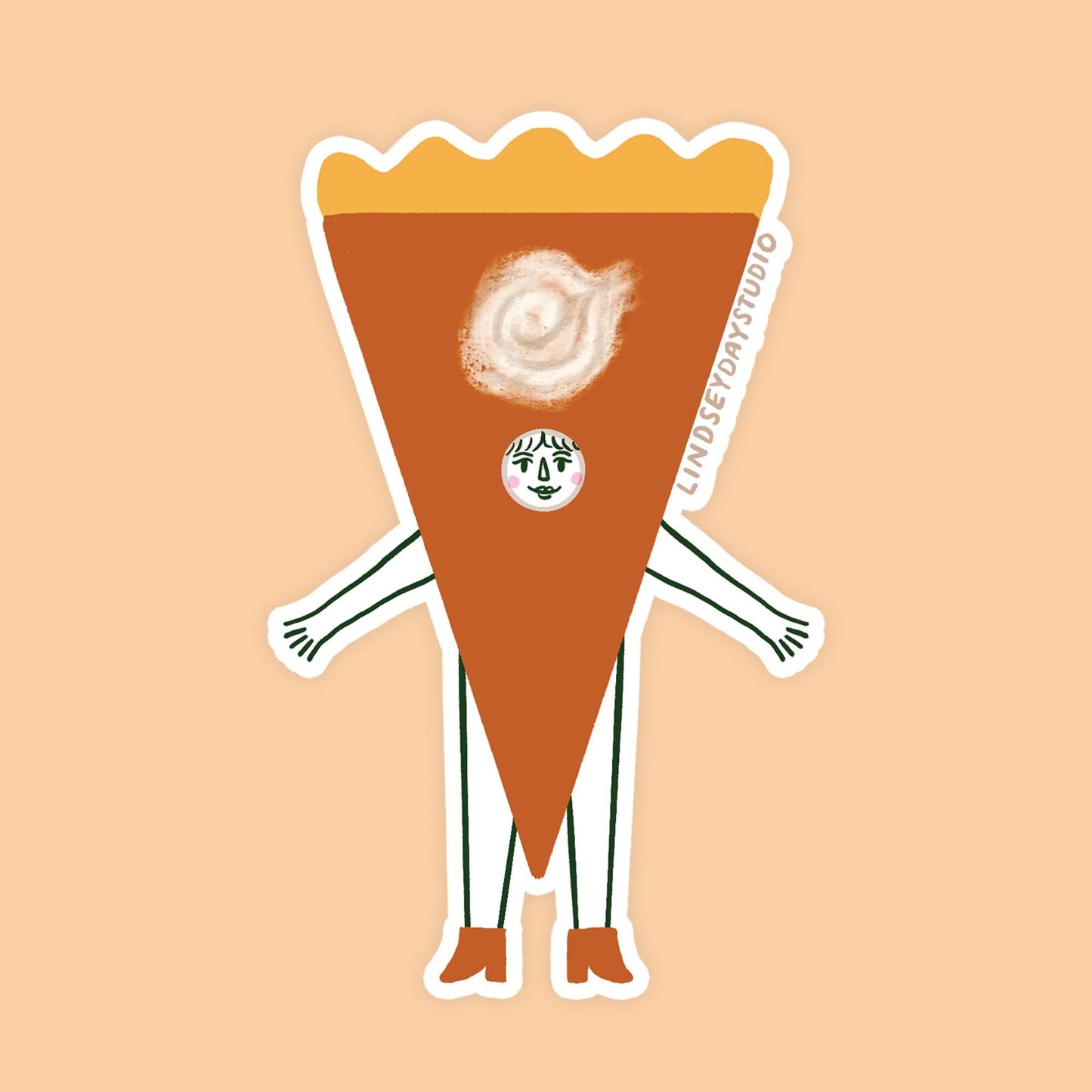 Pumpkin Pie Lady Sticker, 3 in.