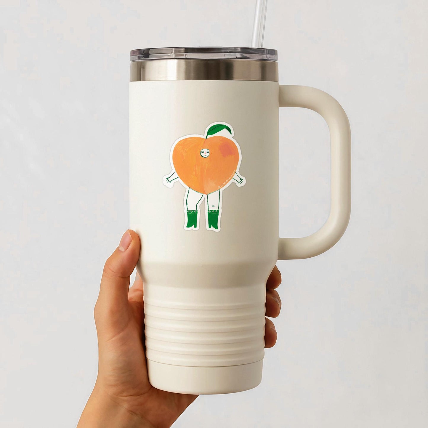 Pepper Peach Sticker, 3 in.