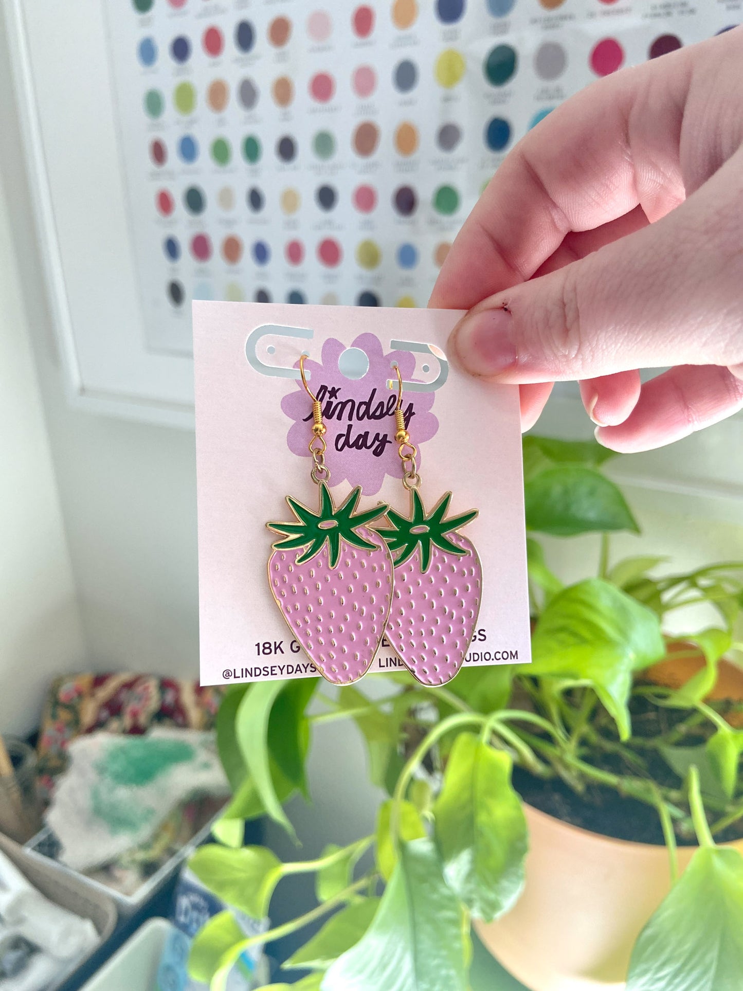 Pink Strawberry Earrings