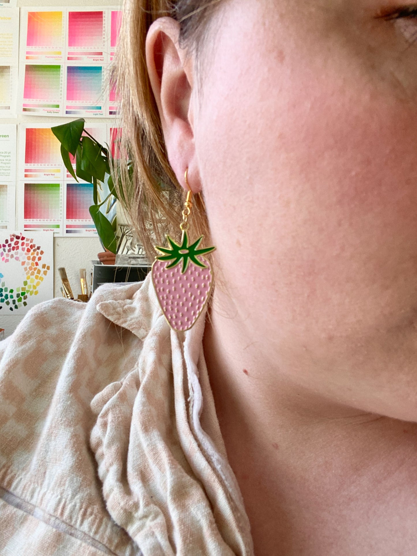 Pink Strawberry Earrings